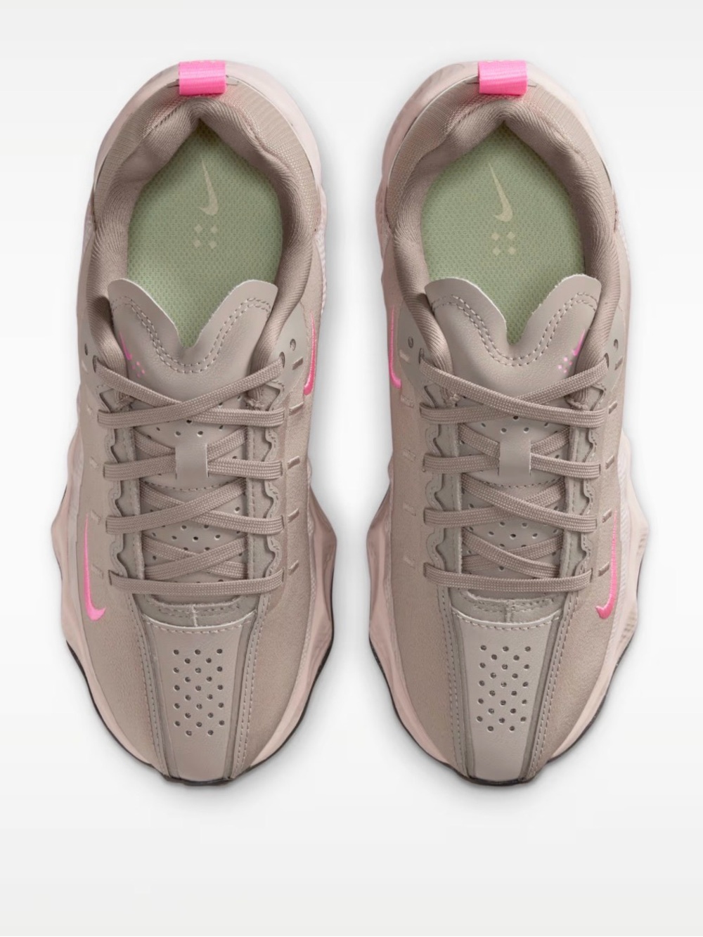 Nike Big Kids Ava Rover Taupe Sneakers with Pink Accents